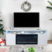 Modern 68" LED TV Stand with 36" Insert Opening Electric Fireplace for Living Room in Black or White - Sweatfully
