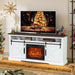 68" Farmhouse TV Stand with 23" Insert Opening Electric Fireplace - Sweatfully