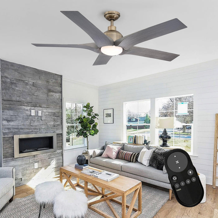 56" Genoa Farmhouse DC Motor Downrod Mount Reversible Ceiling Fan with Lighting and Remote Control - Sweatfully