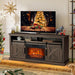 68" Farmhouse TV Stand with 23" Insert Opening Electric Fireplace - Sweatfully