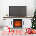 58" Farmhouse TV Stand with 18" Insert Electric Fireplace for Living Room - Sweatfully