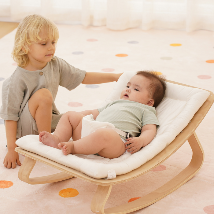 Avenlur Nest Wooden Baby Rocker – Natural Infant Lounger with Soft Padded Seat - Sweatfully