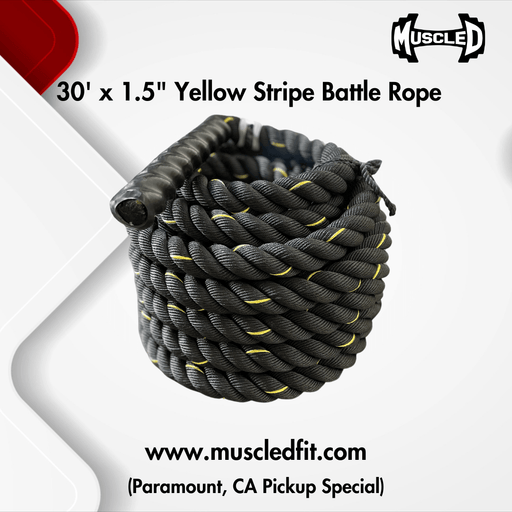 Muscle D 30' x 1.5" Yellow Stripe Battle Rope - Local Pick Up Only Deal(Paramount,CA) - Sweatfully