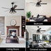 52" Kashmir Traditional Downrod Mount Reversible Ceiling Fan with Lighting and Remote Control - Sweatfully