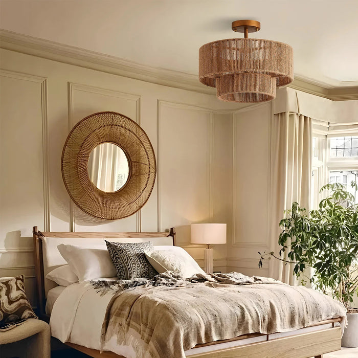 3-Light Traditional Farmhouse Wabi-Sabi Flush Mount Light - Sweatfully
