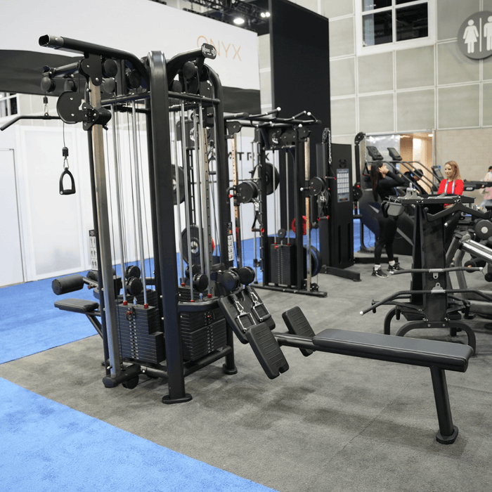 4 Stack Megatron Deluxe Jungle Gym - Muscle D Fitness - Commercial Lat Pull, Low Row, Adj. Hi/Low Pulleys - Sweatfully