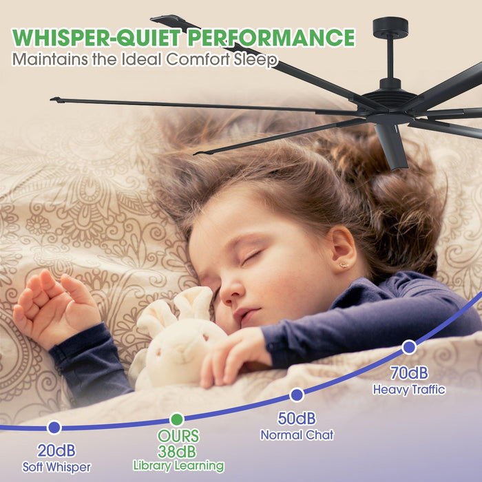 84 Inch 100 Inch Silent Storm Extra Large Ceiling Fan with Remote Control - Sweatfully