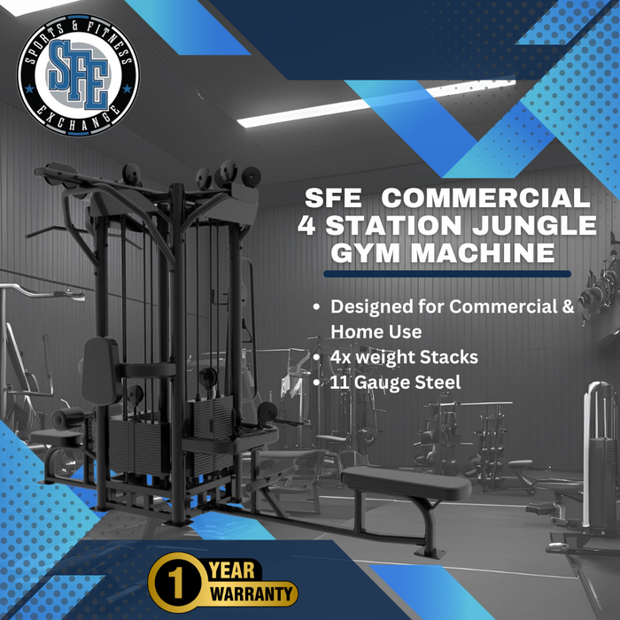 SFE Commercial 4 Station Jungle Gym Machine with (4) Weight Stacks (New) - Sweatfully