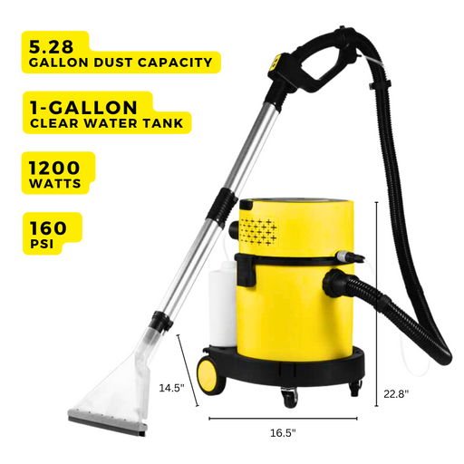 SM20 Wet Dry Shampoo Vacuum Cleaner, Multiple Function Shop Vac, Yellow - Sweatfully