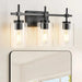 Jasper 3-Light Modern Clear Glass Bathroom Vanity Light, Black & Nickel - Sweatfully