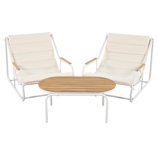 Outdoor Chaise Lounge Chairs Set of 3 with Acacia Side Table, Pool Lounge Chairs for Lawn, Deck, Beach - Sweatfully