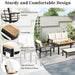 5 Pieces Outdoor Patio Conversation Set with 3-Seat Sofa, Cushions for Backyard, Poolside, Garden - Sweatfully