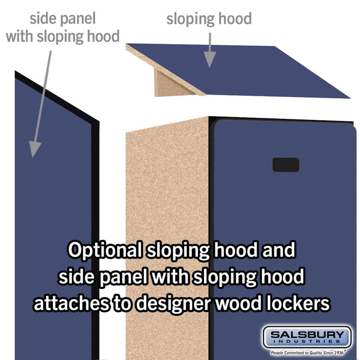 Salsbury 12" Wide Five Tier Box Style Designer Wood Locker - 1 Wide - 5 Feet High - 21 Inches Deep - Blue - Silver Electronic Locks - Sweatfully