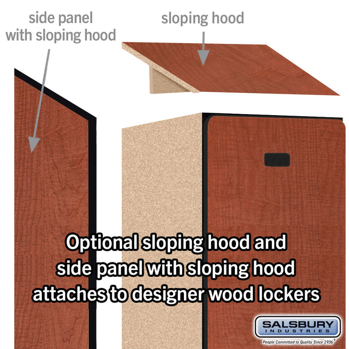 Salsbury 12" Wide Double Tier Designer Wood Locker - 1 Wide - 5 Feet High - 18 Inches Deep - Cherry - Black Resettable Combination Locks - Sweatfully
