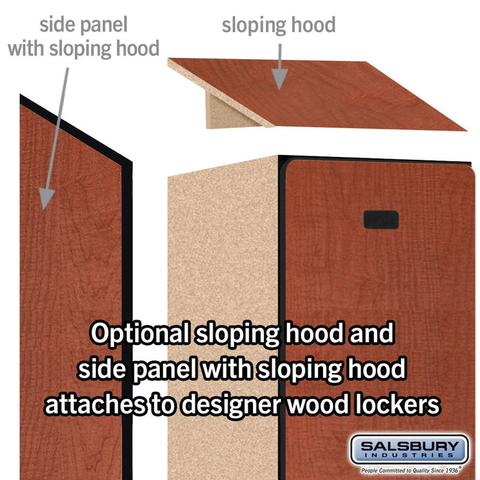 Salsbury 12" Wide Five Tier Box Style Designer Wood Locker - 1 Wide - 5 Feet High - 21 Inches Deep - Cherry - Black Electronic Locks - Sweatfully