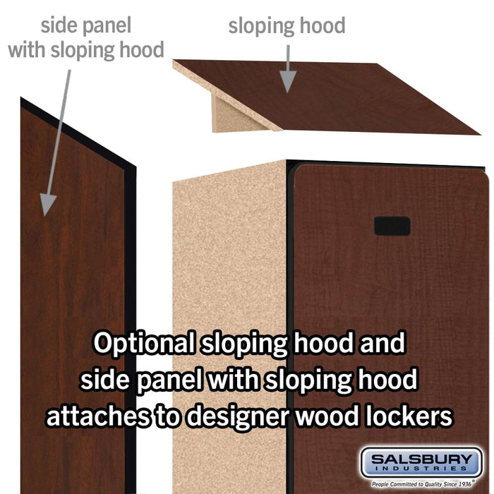 Salsbury 18" Wide Double Tier Designer Wood Locker - 1 Wide - 6 Feet High - 24 Inches Deep - Mahogany - Silver Resettable Combination Locks - Sweatfully