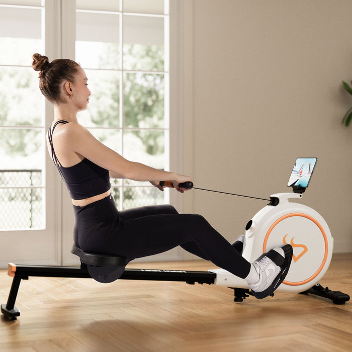 DeerRun RW600 Adjustable 32-Level Magnetic Resistance Long Slide Rail Smart Rowing Machine with PitPat App - Sweatfully