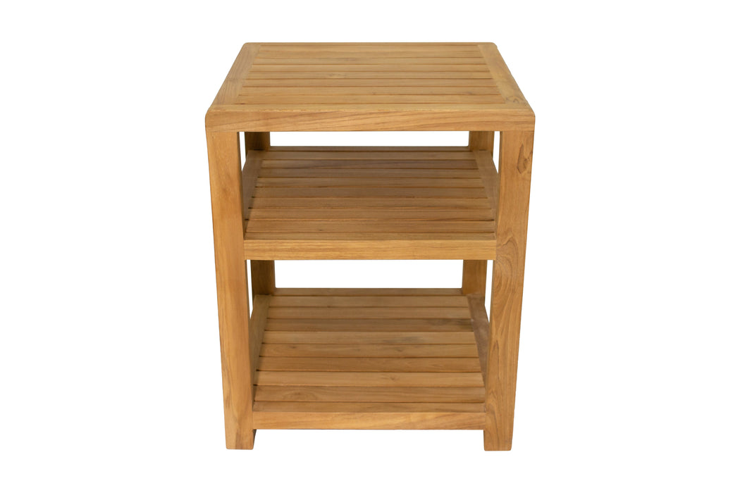 Charleston Natural Teak Spa/Bathroom - Under Sink - Storage Bench - 14" - Sweatfully