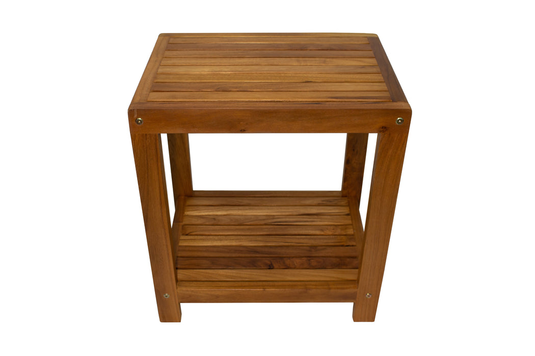 Bali Teak Shower and Bath Spa Bench with Shelf – 18″ - Sweatfully
