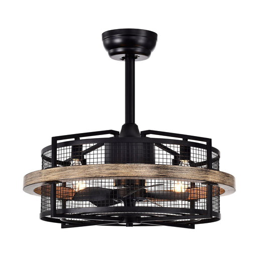 20" Industrial Downrod Mount Fandelier Ceiling Fan with Lighting and Remote Control - Sweatfully