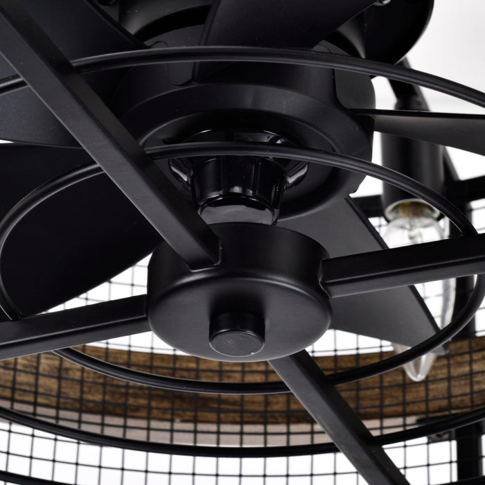 20" Industrial Downrod Mount Fandelier Ceiling Fan with Lighting and Remote Control - Sweatfully