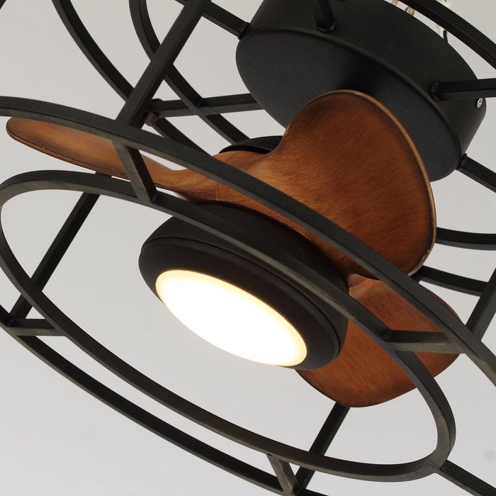 20" Kanpur Industrial Flush Mount Reversible Ceiling Fan with LED Lighting and Remote Control - Sweatfully
