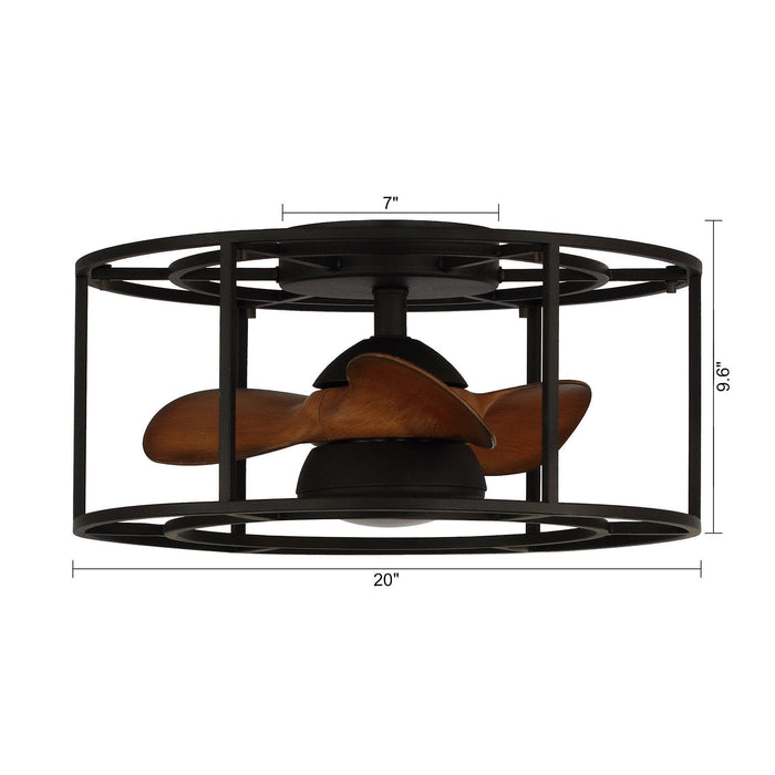 20" Kanpur Industrial Flush Mount Reversible Ceiling Fan with LED Lighting and Remote Control - Sweatfully