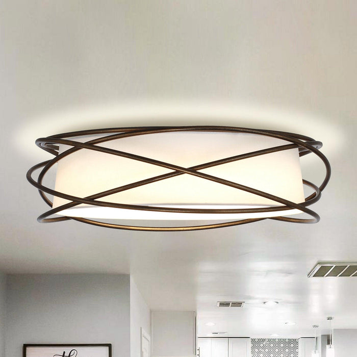 20" Modern Brown LED Flush Mount Ceiling Light - Sweatfully