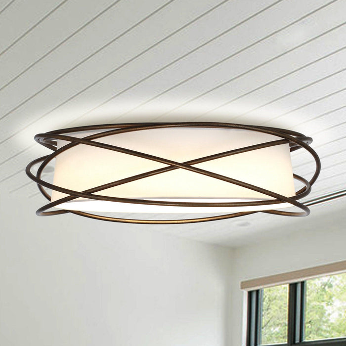 20" Modern Brown LED Flush Mount Ceiling Light - Sweatfully