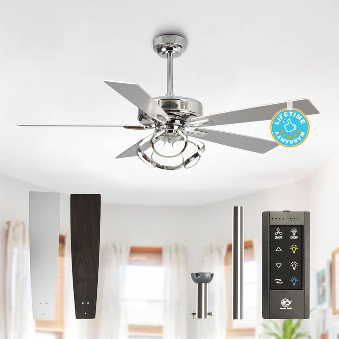 52" Zelda Modern DC Motor Downrod Mount Reversible Ceiling Fan with Lighting and Remote Control - Sweatfully