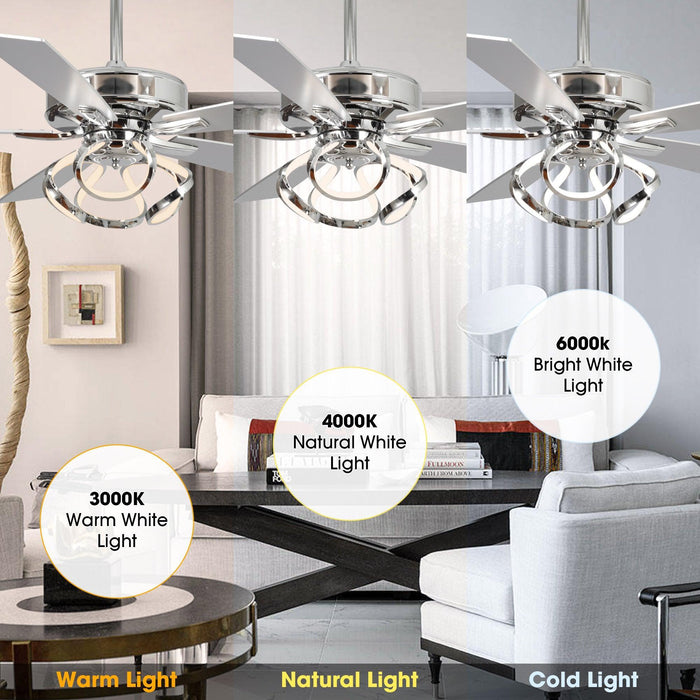 52" Zelda Modern DC Motor Downrod Mount Reversible Ceiling Fan with Lighting and Remote Control - Sweatfully