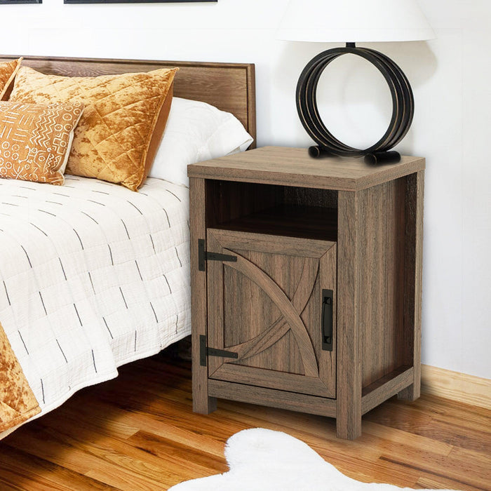 18" Solid Wood Farmhouse Nightstand for Bedroom in Brown or Grey or White - Sweatfully