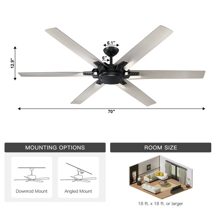 70" Madhya Industrial Ceiling Fan with Remote Control - Sweatfully