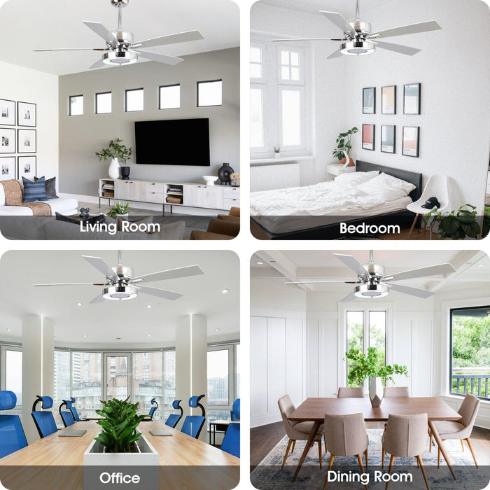 52" Vendome Industrial DC Motor Downrod Mount Reversible Ceiling Fan with Lighting and Remote Control - Sweatfully