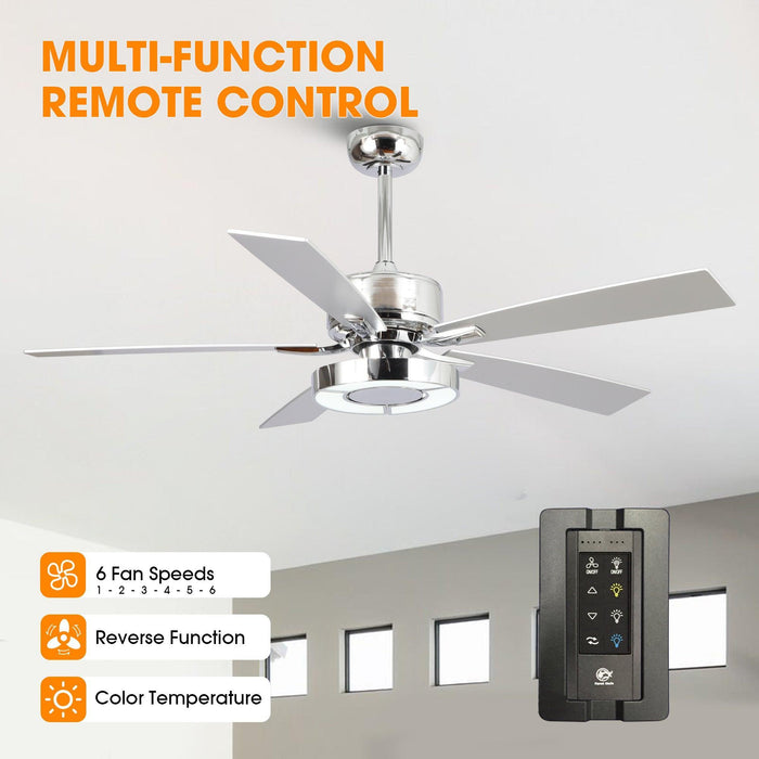 52" Vendome Industrial DC Motor Downrod Mount Reversible Ceiling Fan with Lighting and Remote Control - Sweatfully