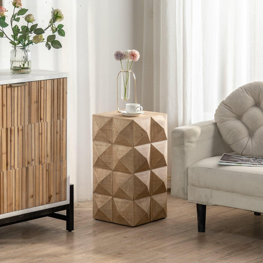24" Height Three-dimensional Embossed Pattern Design Retro Coffee Table MDF Retro Furniture - Sweatfully