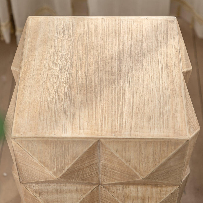 24" Height Three-dimensional Embossed Pattern Design Retro Coffee Table MDF Retro Furniture - Sweatfully