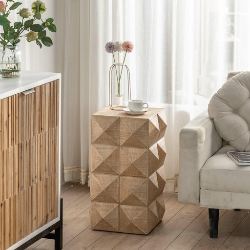 24" Height Three-dimensional Embossed Pattern Design Retro Coffee Table MDF Retro Furniture - Sweatfully