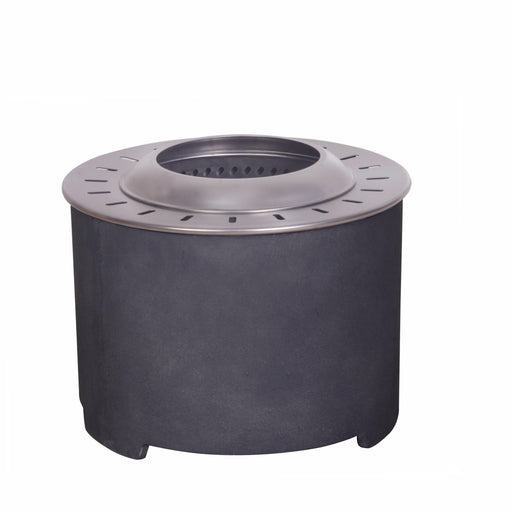 Dark Grey Faux Concrete Texture Smokeless Firepit with Wood Pellet/Twig/Wood as The Fuel for Garden & Outdoor - Sweatfully