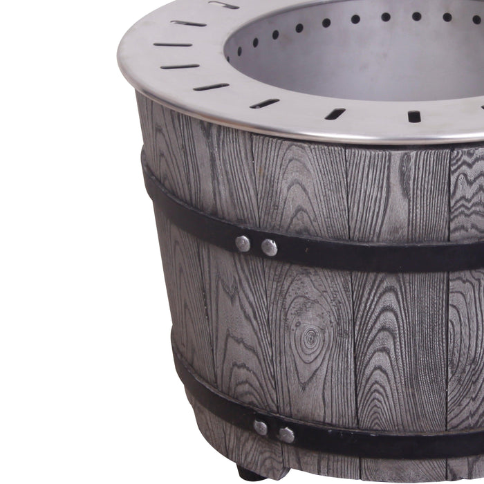 Dark Grey Woodgrain Smokeless Firepit with Wood Pellet/Twig/Wood as The Fuel for Garden & Outdoor - Sweatfully