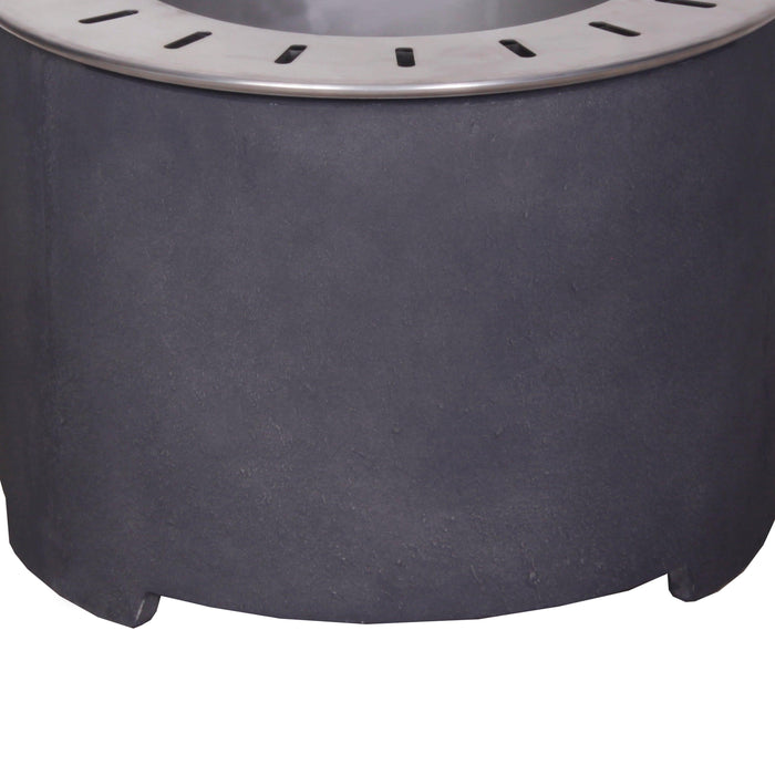 Dark Grey Faux Concrete Texture Smokeless Firepit with Wood Pellet/Twig/Wood as The Fuel for Garden & Outdoor - Sweatfully