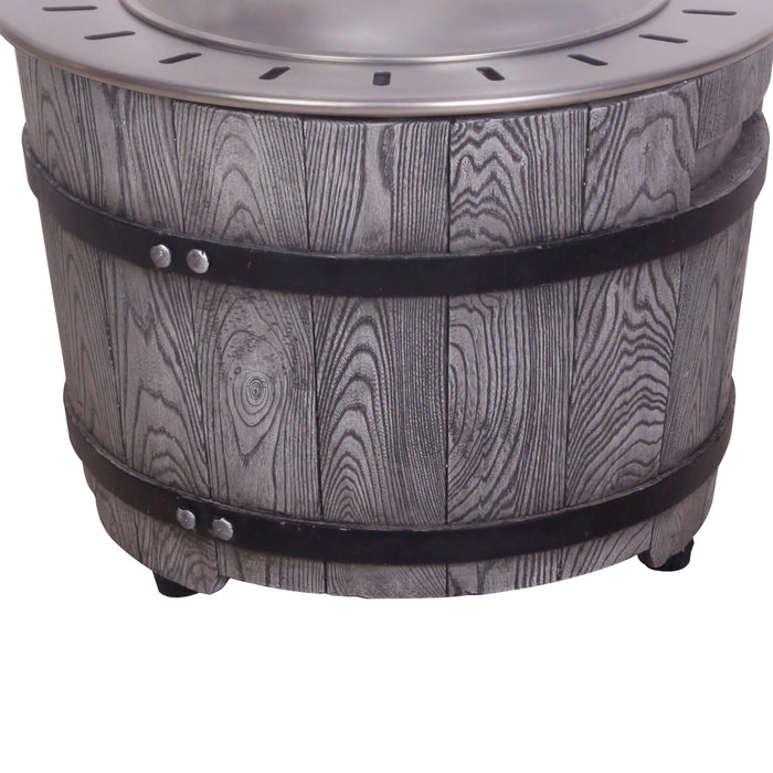 Dark Grey Woodgrain Smokeless Firepit with Wood Pellet/Twig/Wood as The Fuel for Garden & Outdoor - Sweatfully