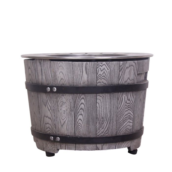 Dark Grey Woodgrain Smokeless Firepit with Wood Pellet/Twig/Wood as The Fuel for Garden & Outdoor - Sweatfully