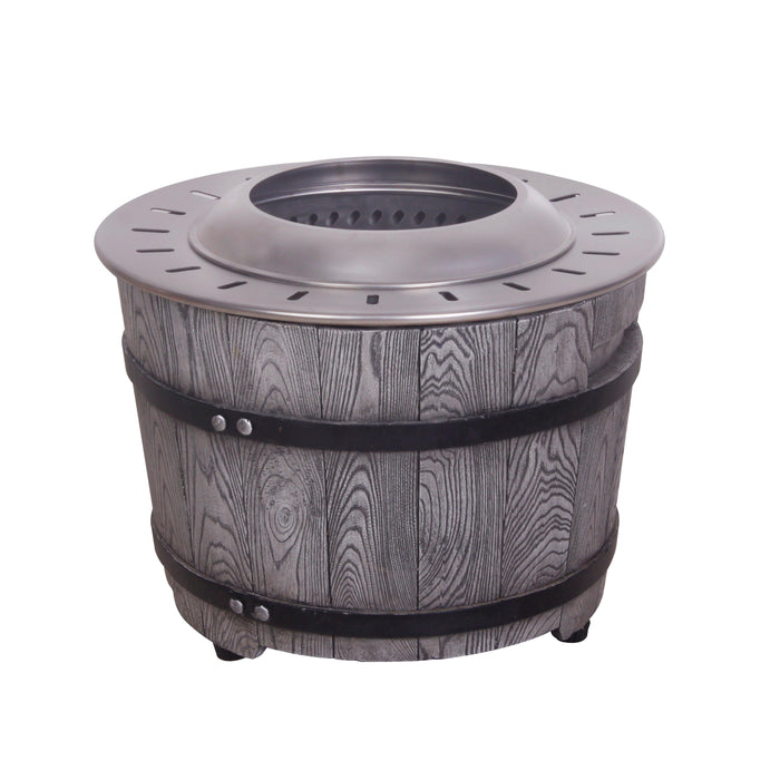 Dark Grey Woodgrain Smokeless Firepit with Wood Pellet/Twig/Wood as The Fuel for Garden & Outdoor - Sweatfully