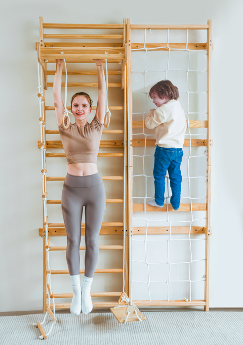 Neem Swedish Wall Ladder & Indoor Wooden Climber for Kids – Home Gym Playset - Sweatfully