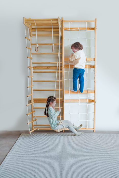 Neem Swedish Wall Ladder & Indoor Wooden Climber for Kids – Home Gym Playset - Sweatfully