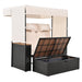 2-Piece Outdoor Rattan Daybed with Bench Lounge Roof Set and Cushions for Poolside, Backyard and Garden - Sweatfully