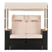 2-Piece Outdoor Rattan Daybed with Bench Lounge Roof Set and Cushions for Poolside, Backyard and Garden - Sweatfully