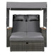 2-Piece Outdoor Rattan Daybed with Bench Lounge Roof Set and Cushions for Poolside, Backyard and Garden - Sweatfully