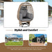 Outdoor Swivel Chair with Cushions, Rattan Egg Patio Chair with Rocking Function for Balcony, Poolside and Garden - Sweatfully